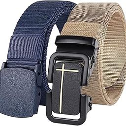 Men’s Formal/Causal Automatic Push Lock Nylon Woven Belt Combo Set of 2for Men RA87-image-81