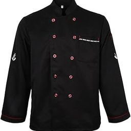 LOSA Men's Women's Long Sleeve Chef Jacket Waiter Coat Cooking Uniform XXXL Black-image-89