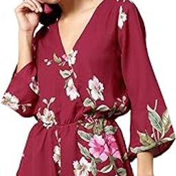 Maroon Tropical Wrap Romper-image-41