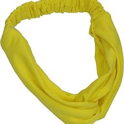 Women's Boho Fabric Headbands Vintage Cross Elastic Head Wrap Hair Accessories (Neon Yellow )-image-49