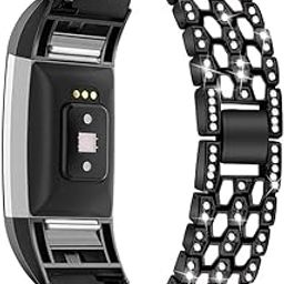 GIMart Bling Strap Compatible For Fitbit Charge 2 Strap, Women Men Stainless Steel Rhinestone Replacement Charge 2 Band Wrist Strap Metal Bracelet Wristband for Fitbit Charge 2 HR Fitness Tracker-picture-18