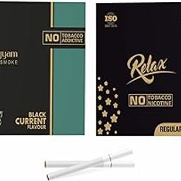 Aarogyam Herbals Pack of 2 Flavours 100% Tobacco & Nicotine Free Cigarette for Relieve Stress & Mood Enhance Product (RELAX REGULAR - BLACK CURRENT) - 10 Sticks x 2 Packets-image-63