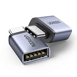 UGREEN USB C to USB Adapter 10Gbps, 2 Pack Type A Female to Type C Male Adaptor Aluminum OTG Cable Compatible with iPhone 16 15 Pro Max MacBook Air iPad Galaxy S24, Thunderbolt 4/3 Devices Space Gray-3