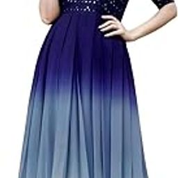 Womens Faux Georgette Sequence Embroidered Ankle Length Anarkali Gown-8