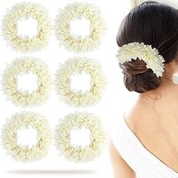 Diversa Artificial Gajra Flower Scrunchies For Hair Bun, Bracelet, Juda, and Ponytail Wedding Jewellery Reusable Fragrance Hair Mogra Gajra Tie For Women/Girls Gajra Scented Mogra White (White, Pack of 3)-image-15