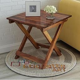 Folding Side Table Wood Small Square Portable Plant Stand Nightstand Brown Picnic Table for Camping & Dining/Balcony and Garden Bistro Side Table-image-50