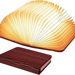 BWOGUE Book Shaped Lights, 3 Colors Led Table Lamp for Decor, Lamps Book Large Size Folding Mood Lights, Novelty LED Night Light, USB Large Capacity Rechargeable Wooden Table Lamp-11