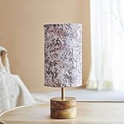 Orange Tree Flake Table Lamp Beige with Irregular Fabric Shreds on Round Form Featuring Mixed Textured Surface and Wooden Base for Living Room Study Bedroom Console Decor-image-50