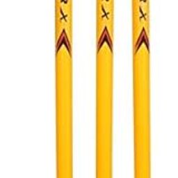 Vector X WT-101 Plastic Wicket Stump Set for Cricket Play Gully Ground Wicket Set Yellow (2 Bails + 1 Base/Stand + 3 Stumps) for 8-11Yrs & Above for Senior Boys (Senior)-3