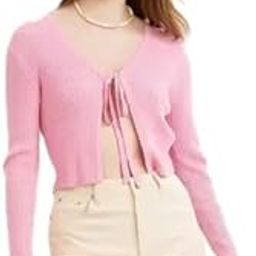 Solid V Neck Cardigan Full Sleeves Regular Fit Casual Ribbed Top for Women-image-10