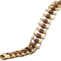 Needs Rudraksha Gold-Plated Bracelet, Natural Beads, Spiritual Traditional Design-image-22