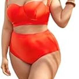 Plus Cut-Out Underwire Bikini Swimsuit with Beach Skirt Orange - 6XL-picture-25