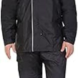 Rain Fighter Waterproof Raincoat for Men with Pants | Bike Rain Suit Jacket with Hood & Mobile Pocket | Black Polyester Rainsuit | Universal Fit 3XL | Outdoor Travel Rain Wear with Storage Bag-picture-40