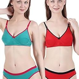 Women Lingerie Set Stylish Non Padded Bra Panty Combo Pack of 2 for Girls.-picture-28