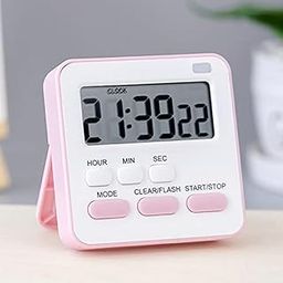 AKRIZA Digital Kitchen Timer & Stopwatch - Large Digit Countdown, Loud Alarm, Magnetic Back Stand Ideal for Cooking, Baking, Stop Watch Timer for Study Table Accessories for Students (Pink & White)-25
