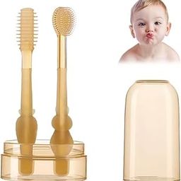 This is a cute little toothbrush set specially made for babies. It comes with two soft brushes—one for gentle gums and one with little bristles for first teeth. Both brushes have easy-to-hold handles, so parents can comfortably clean their baby’s mouth without hassle.-image-34