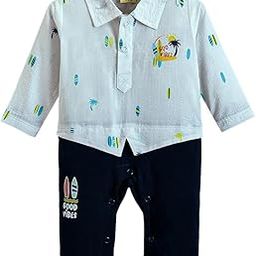 Boys Full Sleeves Graphic Print White Rompers-image-50