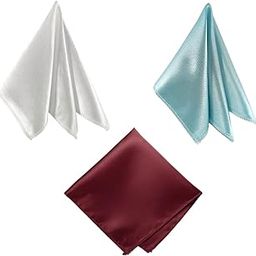 Satin Pocket Square for Men, Wedding Handkerchief for Suits, Blazers & Tuxedo, Men's Pocket Square Combo (Pack of 3) (White,Light Blue & Maroon)-picture-47