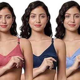 Women's Cotton Hosiery Non Padded Feeding Bra/Nursing Bra/Maternity Bra Combo - Pack of 3-image-45