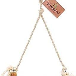 GREENBIRDS Toys Interactive Natural Wooden & Cotton Perch for Cage Hanging Toy for Bird Parrots, Cockatiel, Lovebird, Budgerigar, Finches Small & Medium Size Birds-image-99