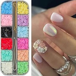S.A.V.I Nail Art 3D Flowers - Multicolor Five-Petal Decorations, 12 Section Box, 2 Sizes-17