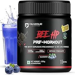 DENZOUR NUTRITION Bee-Hp Pre-Workout, Most Explosive Muscle Pump With Fat Loss Formula, 250mg Caffeine, 750mg Creatine and 4500mg Beta-Alanine (100 g, Blueberry, powder, 1 count, 10 Servings)-image-15