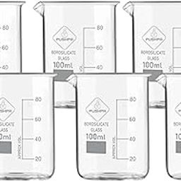 Borosilicate 3.3 Glass Beaker 100 ml (Pack of 6) with Graduation Marks, Beakers for School Collage Chemistry lab Laboratory-picture-28