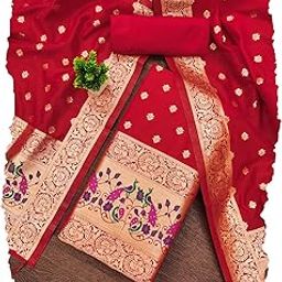 Women's Pathni Banarasi Silk Unstitched Salwar Suit Dress Material With Dupatta-image-29