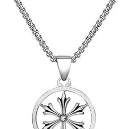 Snowflake Fine Jewelry Charms Simple Round Silver Stainless Steel Pendant Necklace Chain For Men And Women SPnL202412-21