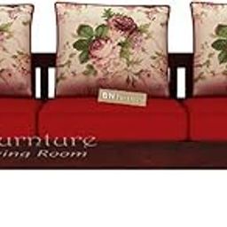 BN Furniture Sheesham Wood 3 Seater Sofa Set for Home Living Room Hall (Mahogany Finish)-image-94