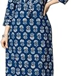 Women's Cotton Printed Straight Kurta with Palazzos Pant-image-90