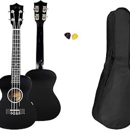 BLUEBERRY UK-40 Concert Ukulele Body made with Lindon and Mahogany Wood with Bag and 2 Picks - 23 Inch (Black)-image-80