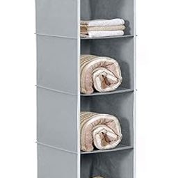 Kuber Industries 4 Shelf Closet/Wardrobe Hanging Organizer|Shoes Storage Cupboard|Non Woven Fabric Foldable With Universal Fit|Size 31 x 25 x 80, Pack of 1 (Grey)-32
