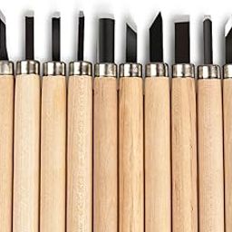 URBAN BOX 12pcs Professional Wood Carving Chisel Set, Carbon Steel Wood Carving Tools, Woodworking Chisels Wood Chisel Kits, Power Grip Carving Tools Great for Carving Woodworking Beginners & Kids-picture-4