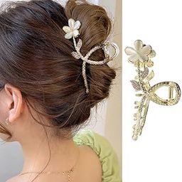 PALAY Hair Claw Clips For Women Large Flower Claw Clip For Hair Stylish Rhinestone Updo Hair Clip French Metal Hair Jaw Clips Strong Hold Hair Clamps, Multi-image-4