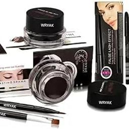 WRYAK Makeup Kit with 2 in 1 Gel Eyeliner (Black & Brown Color) & 3 in 1 Eyebrow Pencil, Eyeliner, Mascara (Pack of 4)-image-20