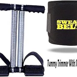 ALN 6 in 1 Ab Tummy Trimmer with Sweat Belt Combo Weight Loss Fitness Equipment for Men & Women Home Gym-Abs Exerciser-Sweat Belt Free Size for Use, Black-20