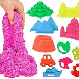 Toyshine 1 Kg Creative Sand for Kids with Free 8 pcs Castle Molds 1 Bonus Mold | Kids Activity Toy Soft Sand Clay - Pink, Clay-picture-12