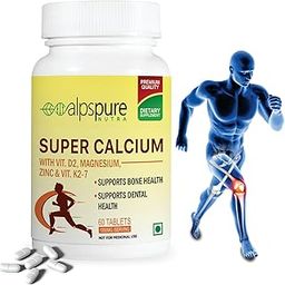 Alpspure Nutra Super Calcium with Vitamin-D2, Magnesium, Zinc & Vitamin-K2-7 (60 Veg Tablets) | Bone & Joints Support Supplement | Supports Dental Health | Calcium Supplement for Men & Women-14