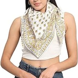 Sanganer Hand Block Printed Scarves Pure Cotton Scarf Square Hijab Dupatta 40" X 40" Inch-image-76