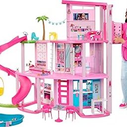 ​Barbie Dreamhouse, Pool Party Doll House with 75+ Pieces and 3-Story Slide, Pet Elevator and Puppy Play Areas​-image-69