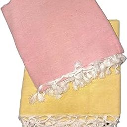 EASELAND 144 TC Pure Cotton Bedsheet for Single Bed Pack of 2 Pink, Yellow-2