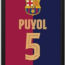 inspire TA CArles Puyol Photo Frame Barcelona Jersey Photo Wall Paintings For Football Fan Room Cafe Wall Frame, Laminated With Black Frame (12 X 9 INCHES)-image-66