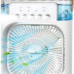 Drumstone (𝟏𝟎 𝐘𝐞𝐚𝐫𝐬 𝐖𝐚𝐫𝐫𝐚𝐧𝐭𝐲) Mini Portable Air Cooler Fan with 3 Wind Speeds, 3 Spray Modes, 7-Color LED Light Evaporative Air Conditioner for Home, Office & Bedroom (White)-picture-5