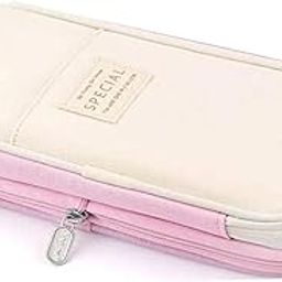 HABINO Large Pencil Case for Girls & Boys – Canvas Zipper Pouch for Stationery, School, College, Office, Makeup Organizer, Aesthetic Cute Pencil Bag (Pink)-image-3