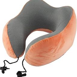 PRIME PICK Extra Soft Memory Foam Luxury Travel Neck Pillow with Head Support for Airplane, Car, Train, Bus and Home Light Weight & Easy to Carry (Orange, Pack of 1)-picture-3