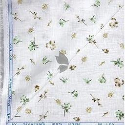100% Pure Linen 60 Lea Printed White colour Unstitched Shirt Fabric of 1.60 mts / VV2366K-image-90