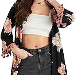 Women Floral Print Three-Quarter Sleeves Longline Shrug-image-1