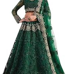 Women`s Net Embroidered Semi Stitched Lehenga Choli (RG01_Green_Free Size)-picture-16