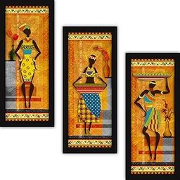 FATMUG Wall Paintings For Living Room With Frame - Tribal Abstract Home Decor Large Art Bedroom -Set of 3-image-62